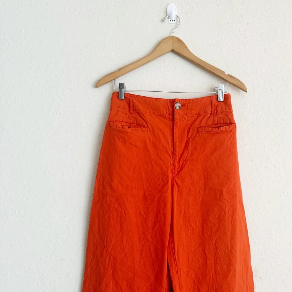 Maeve The Colette Orange Cropped Wide Leg Pants Size 8 - Picture 3 of 8